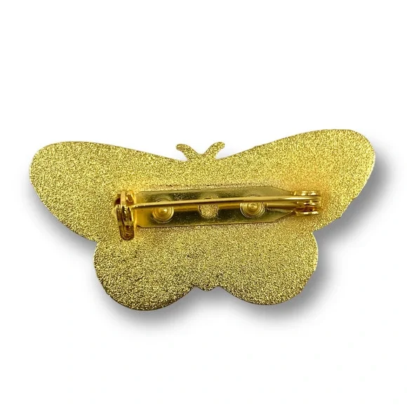 Large gold enamel daisy sacred moth pin - Picture 7 of 7